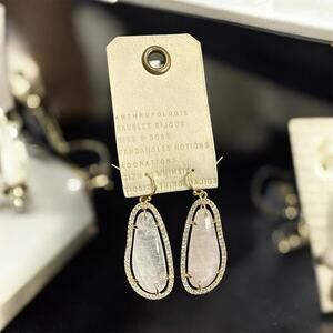 Anthropologie Semi-Precious Quartz Crystal Drop Earrings Gold NWT $54